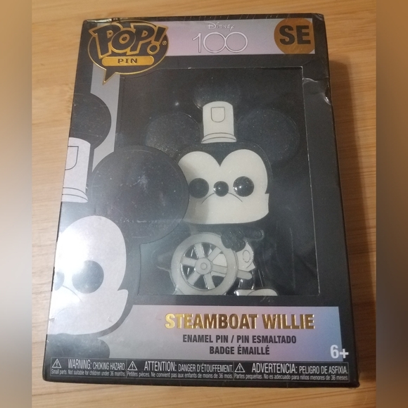 Disney 100 Steamboat Willie Pop Pin NIP - Picture 3 of 12